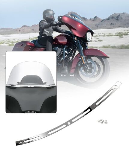 حافة الزجاج الأمامي المشقوقة من ANONEMOTO مصنوعة من الكروم المقاوم للصدأ متوافقة مع Harley 2014-2024 Touring Ultra Limited Street Glide Electra Glide Tri Glide CNC Cut in Kuwait