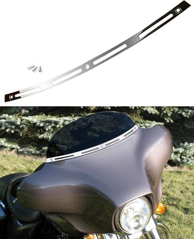 حافة الزجاج الأمامي المشقوقة من ANONEMOTO مصنوعة من الكروم المقاوم للصدأ متوافقة مع Harley 2014-2024 Touring Ultra Limited Street Glide Electra Glide Tri Glide CNC Cut in Kuwait