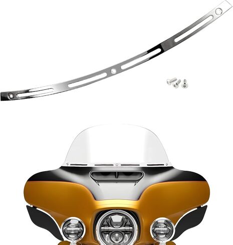 حافة الزجاج الأمامي المشقوقة من ANONEMOTO مصنوعة من الكروم المقاوم للصدأ متوافقة مع Harley 2014-2024 Touring Ultra Limited Street Glide Electra Glide Tri Glide CNC Cut in Kuwait