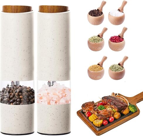 Electric Salt and Pepper Grinder,Automatic Salt and Pepper Grinder Pepper Grinder Set with Charging Base and White LED Light,Adjustable Coarseness,USB Rechargeable,Black in Saudi Arabia
