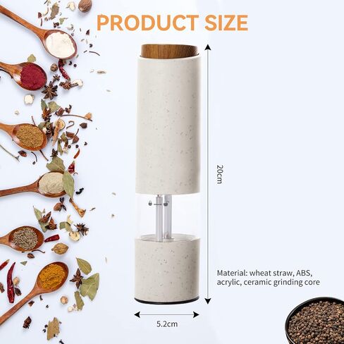 Electric Salt and Pepper Grinder,Automatic Salt and Pepper Grinder Pepper Grinder Set with Charging Base and White LED Light,Adjustable Coarseness,USB Rechargeable,Black in Saudi Arabia