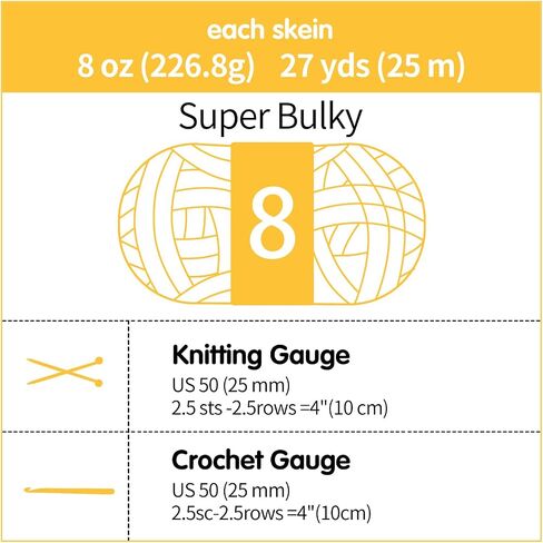 Duck Yellow Chunky & Bulky Yarn for Hand Knitting/Crocheting, Chunky Knit Chenille, Extra Chunky Thick Jumbo Bulk - Chunky Blanket Yarn, 8 Pack (27 yds, 8 oz Each Skein) in Saudi Arabia