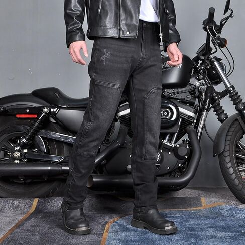 ​Men's Motorcycle Riding Pants Denim Jeans Protect Pads Equipment with Knee and Hip Armor Pads Detachable CE2 Armor Pads in Saudi Arabia