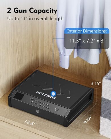 Gun Safe, Biometric Safes for Pistols with LCD Display of Time Battery, Fingerprint Quick Access Handgun Safe Pistol Bedside, Nightstand, Car, 2 Capacity in Saudi Arabia