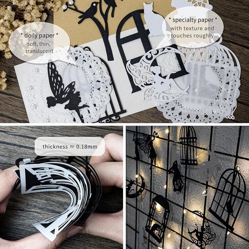 4 Packs Vintage Scrapbook Cutout Doily Paper Window Frame Decorative Paper Camera Film Deco Paper for Card Making DIY Photo Album Notebook Scrapbooking Handmade Arts and Crafts (Silence) in Kuwait