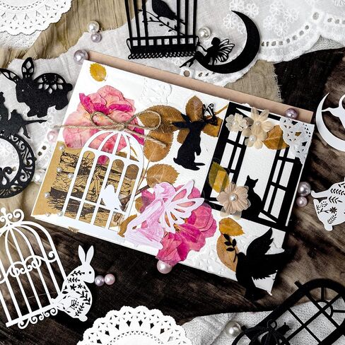 4 Packs Vintage Scrapbook Cutout Doily Paper Window Frame Decorative Paper Camera Film Deco Paper for Card Making DIY Photo Album Notebook Scrapbooking Handmade Arts and Crafts (Silence) in Kuwait