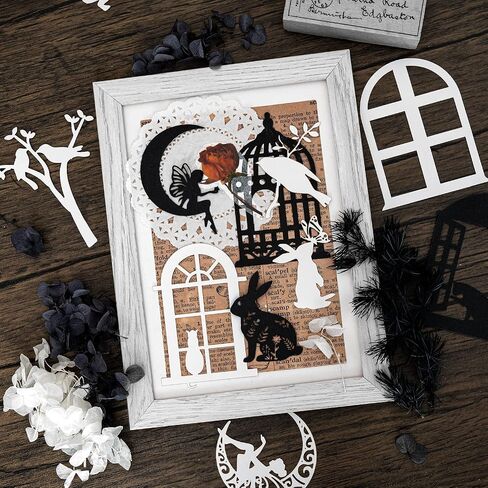 4 Packs Vintage Scrapbook Cutout Doily Paper Window Frame Decorative Paper Camera Film Deco Paper for Card Making DIY Photo Album Notebook Scrapbooking Handmade Arts and Crafts (Silence) in Kuwait