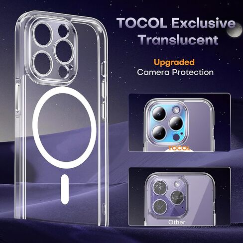 TOCOL Magnetic for iPhone 15 Pro Max Case, Upgraded Full Camera Protection, Compatible with Magsafe, Drop Protection, Translucent Matte Back Bumper Phone Cover 6.7-Inch（Titan Gray） in Kuwait
