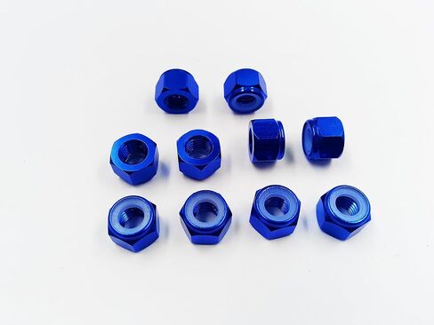 M8 10pcs Nylon Insert Lock Nuts Aluminum Alloy Self-Locking Nuts for RC Airplane FPV Quadcopter Drone Motor Prop Adapter FPV Parts (Blue, M8) in Saudi Arabia