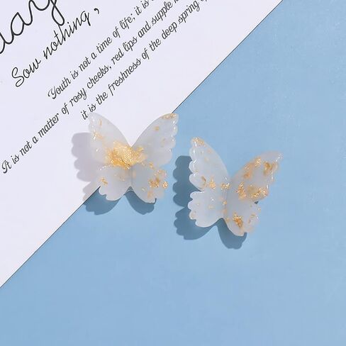 30 Pcs 3D Butterfly Charms Resin Butterfly Flatbacks Flact Back Buttons Cabochons for DIY Scrapbooking Embellishment White in Saudi Arabia