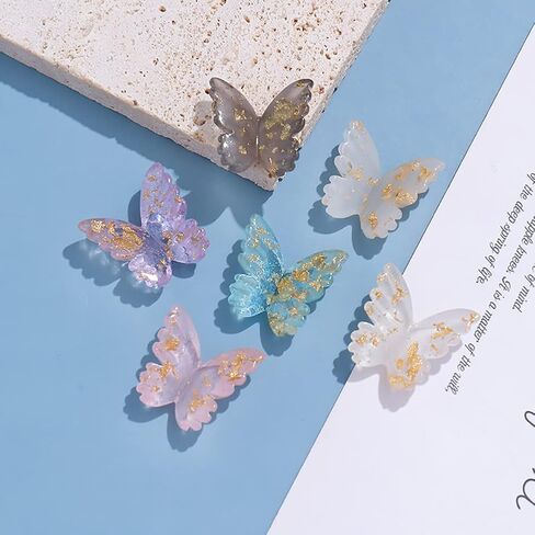 30 Pcs 3D Butterfly Charms Resin Butterfly Flatbacks Flact Back Buttons Cabochons for DIY Scrapbooking Embellishment White in Saudi Arabia
