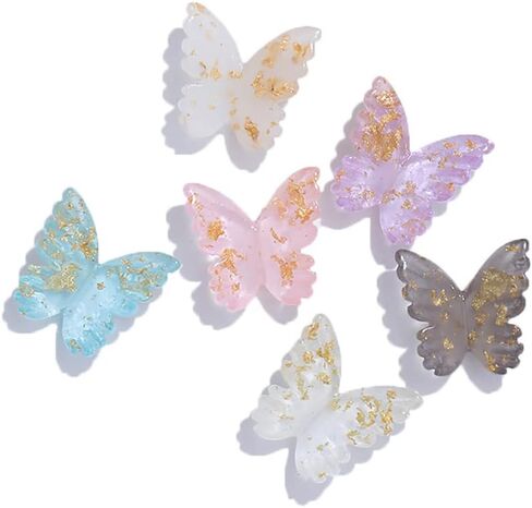 30 Pcs 3D Butterfly Charms Resin Butterfly Flatbacks Flact Back Buttons Cabochons for DIY Scrapbooking Embellishment White in Saudi Arabia