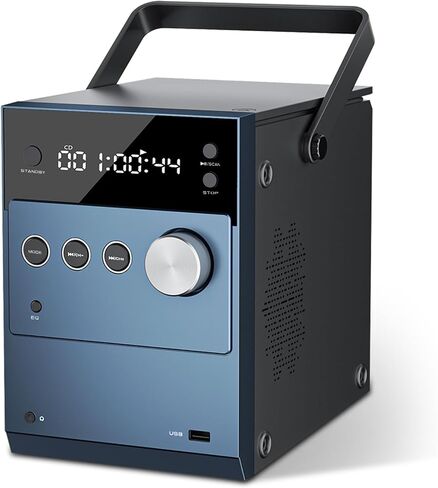 Home 20W Stereo System | Portable CD Player Boombox | Rechargeable Battery | Auto Lid Open Button | Big LCD Display | Bluetooth/FM Radio/USB/AUX Input | MIC & Earphone Port | Remote Control (608B) in Kuwait