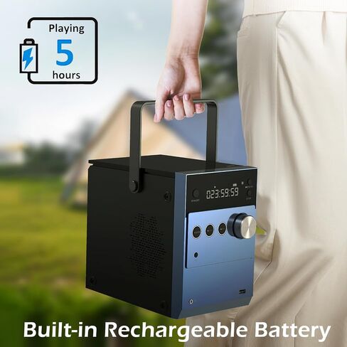 Home 20W Stereo System | Portable CD Player Boombox | Rechargeable Battery | Auto Lid Open Button | Big LCD Display | Bluetooth/FM Radio/USB/AUX Input | MIC & Earphone Port | Remote Control (608B) in Kuwait