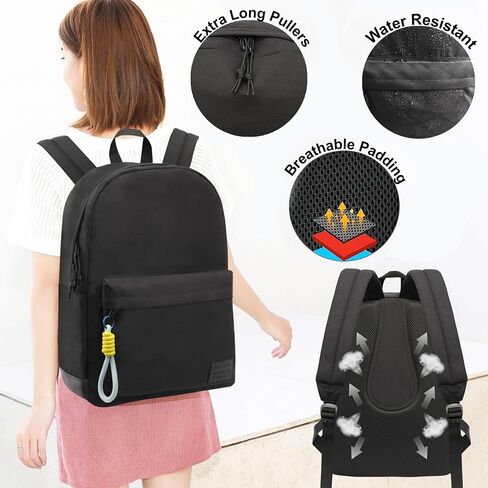 SUPACOOL Casual Laptop Backpack for Men and Women, Work backpack, Black Backpacks, College School Backpack for Boys and Girls, Lightweight Travel Back Pack(Black) in Kuwait
