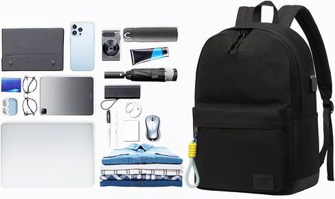 SUPACOOL Casual Laptop Backpack for Men and Women, Work backpack, Black Backpacks, College School Backpack for Boys and Girls, Lightweight Travel Back Pack(Black) in Kuwait