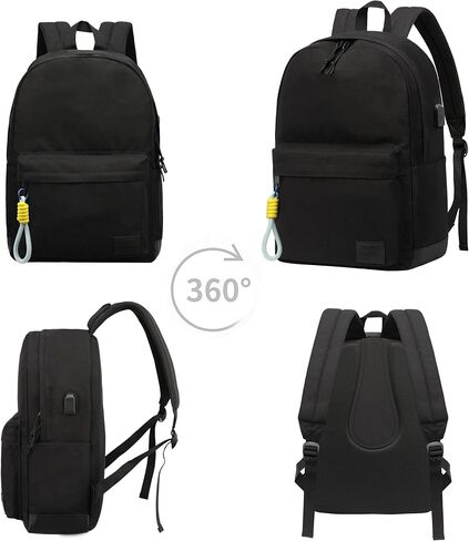 SUPACOOL Casual Laptop Backpack for Men and Women, Work backpack, Black Backpacks, College School Backpack for Boys and Girls, Lightweight Travel Back Pack(Black) in Kuwait