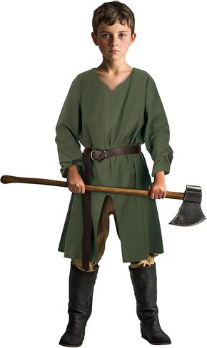 VZQI Kids Medieval Pirate Costume Tunic Renaissance Knight Warrior Viking LARP Halloween Green Boys Tops in Saudi Arabia