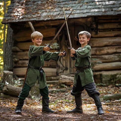 VZQI Kids Medieval Pirate Costume Tunic Renaissance Knight Warrior Viking LARP Halloween Green Boys Tops in Saudi Arabia