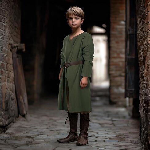 VZQI Kids Medieval Pirate Costume Tunic Renaissance Knight Warrior Viking LARP Halloween Green Boys Tops in Saudi Arabia