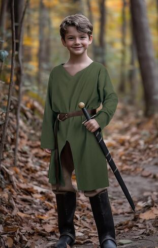 VZQI Kids Medieval Pirate Costume Tunic Renaissance Knight Warrior Viking LARP Halloween Green Boys Tops in Saudi Arabia
