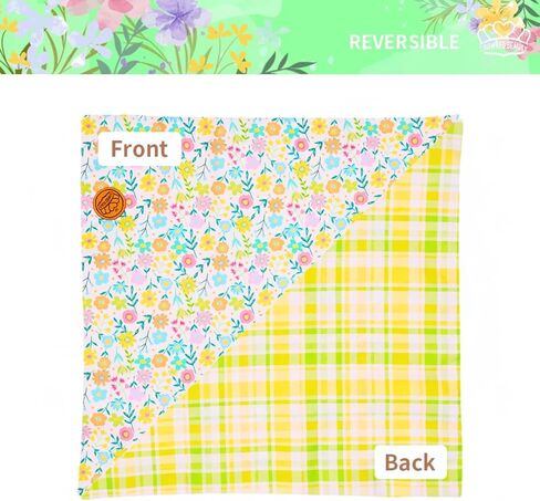 CROWNED BEAUTY Spring Dog Bandanas Reversible Large 2 Pack, Sunny Garden Set, Floral Adjustable Triangle Holiday Scarves for Medium Large Extra Large Dogs Boy Girl Pets DB170-L in Saudi Arabia