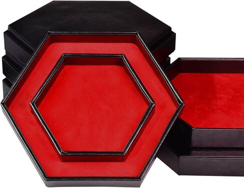 DND Dice Tray - 2 in 1 Hexagonal Rolling and Storage Tray, Faux Leather Material, Red Color, Compatible with D&D, MTG, Dice Arena in Kuwait