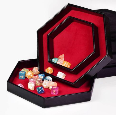 DND Dice Tray - 2 in 1 Hexagonal Rolling and Storage Tray, Faux Leather Material, Red Color, Compatible with D&D, MTG, Dice Arena in Kuwait