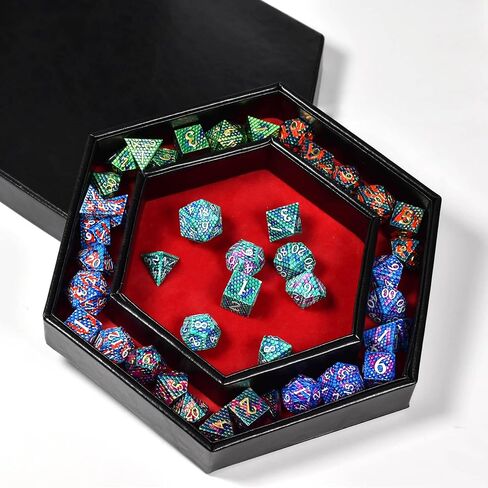 DND Dice Tray - 2 in 1 Hexagonal Rolling and Storage Tray, Faux Leather Material, Red Color, Compatible with D&D, MTG, Dice Arena in Kuwait