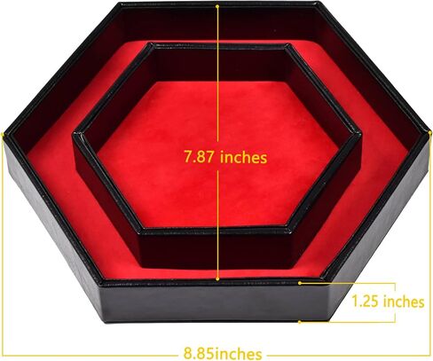DND Dice Tray - 2 in 1 Hexagonal Rolling and Storage Tray, Faux Leather Material, Red Color, Compatible with D&D, MTG, Dice Arena in Kuwait