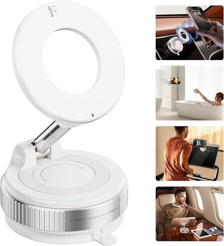 Strong Magnetic Car Phone Holder for MagSafe Ultra Vacuum Suction Cup Phone Mount 360° Cell Phone Holders for Your Car Accessories for iPhone 16 15 14 13 12 Android in Saudi Arabia