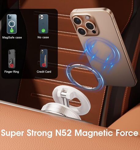 Strong Magnetic Car Phone Holder for MagSafe Ultra Vacuum Suction Cup Phone Mount 360° Cell Phone Holders for Your Car Accessories for iPhone 16 15 14 13 12 Android in Saudi Arabia