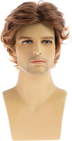 Mens Grey Wigs Short Curly Gray Layered Wig Halloween Cosplay Wig Anime Costume Party Wig for Male in Saudi Arabia
