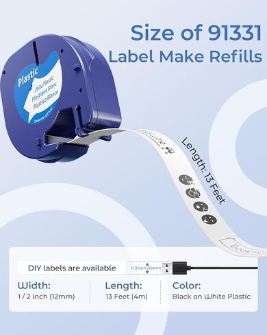 Label KINGDOM Replace for DYMO LetraTag Refills 91330 White Paper Label Maker Tape, Compatible with Dymo Label Maker Refills for Letra Tag 200B LT-100H 100T Plus, 1/2" x 13' Black on White 6 Pack in Saudi Arabia