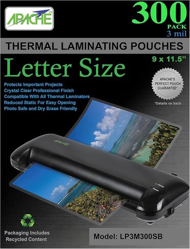 Apache Laminating Pouches 3 mil, for 8.5 x 11 inch Letter Size Paper 9 x 11.5 inch Sheets, 100 Pack in Saudi Arabia