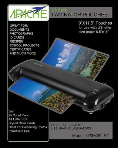 Apache Laminating Pouches 3 mil, for 8.5 x 11 inch Letter Size Paper 9 x 11.5 inch Sheets, 100 Pack in Saudi Arabia