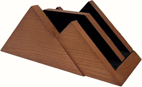 Dual Laptop Holder Vertical Laptop Stand 2 Slots Wooden - Light Brown (Oak Color) in Saudi Arabia