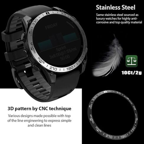 Abanen Stainless Steel Watch Bezel for Garmin Fenix 8 51mm, Polished Adhesive Cover Anti-Scratch Protector Cover Ring for Fenix 8 47mm (Black, 51mm) in Kuwait