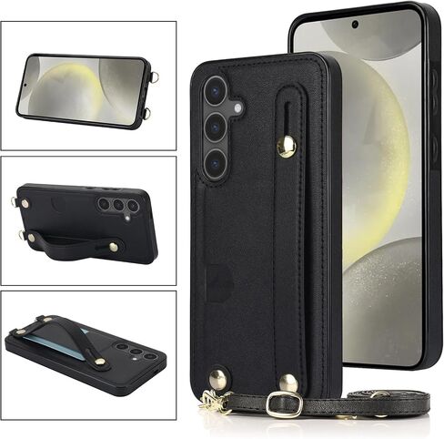 CCSmall Crossbody Case for Samsung Galaxy S25 Ultra with Card Slot Holder for Women, Adjustable Shoulder Strap Lanyard with Wristband Kickstand Phone Cover Case for Samsung S25 Ultra KB Black in Kuwait