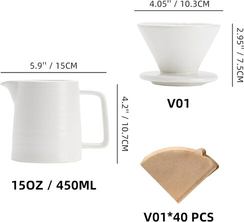 Pour Over Coffee Maker,Ceramic Coffee Maker With 40 pcs V60 Paper Filter，15oz/450ml Pour Over Coffee Dripper (Starry Blue) in Saudi Arabia