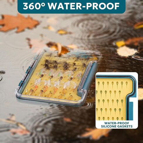 SF Slim Fly Fishing Box Thin Trout Flies Storage Box Plastic Clear Lid Yellow Silicone Waterproof Fly Fishing Box Small in Saudi Arabia
