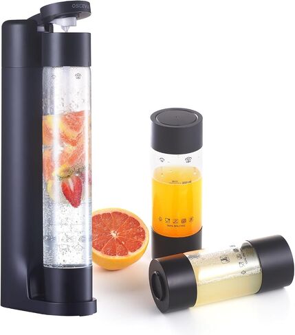 Sparkling Water Machine, Seltzer & Carbonator for Drinks, Soda Steaming Dispenser, Carbonator Machine with 2 BPA Free Bottles, Compatible with Screw-in 60L CO2 Cylinder(NOT Included), GREY in Kuwait