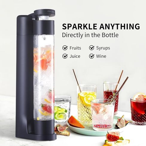 Sparkling Water Machine, Seltzer & Carbonator for Drinks, Soda Steaming Dispenser, Carbonator Machine with 2 BPA Free Bottles, Compatible with Screw-in 60L CO2 Cylinder(NOT Included), GREY in Kuwait