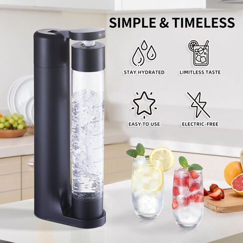 Sparkling Water Machine, Seltzer & Carbonator for Drinks, Soda Steaming Dispenser, Carbonator Machine with 2 BPA Free Bottles, Compatible with Screw-in 60L CO2 Cylinder(NOT Included), GREY in Kuwait