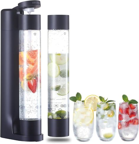 Sparkling Water Machine, Seltzer & Carbonator for Drinks, Soda Steaming Dispenser, Carbonator Machine with 2 BPA Free Bottles, Compatible with Screw-in 60L CO2 Cylinder(NOT Included), GREY in Kuwait