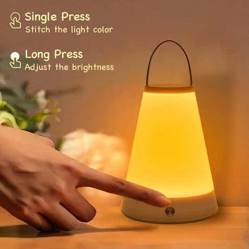Portable Touch Night Light Lamp for Bedside, Bedroom, Table, Nursing Room, 3 Colors 8 Brightness Dimmable & Rechargeable Battery Nightlight for Baby, Kid, Adult, Girl in Saudi Arabia