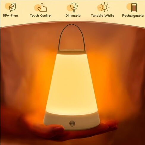 Portable Touch Night Light Lamp for Bedside, Bedroom, Table, Nursing Room, 3 Colors 8 Brightness Dimmable & Rechargeable Battery Nightlight for Baby, Kid, Adult, Girl in Saudi Arabia