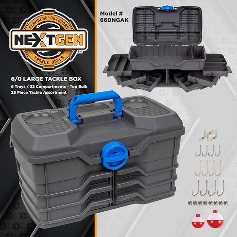 Flambeau Outdoors NextGen 6/0 Large Tackle Box, 6 Pivot Trays, 32 Compartments, Advanced Tackle Storage Organizer, Green in Kuwait