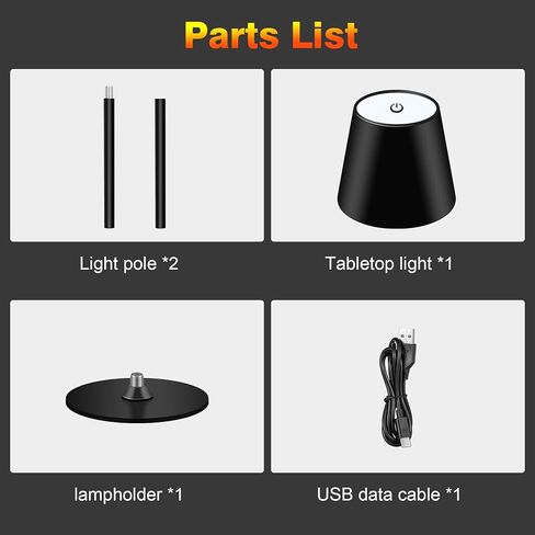 Secustone Cordless Table Lamp with 5000mAh Battery, 2 Pack Operated Lamp Portable LED Black Rechargeable Table Lamp with 3000K Stepless, IP54 Waterproof, Desk Lamp for Home/Outdoor in Kuwait