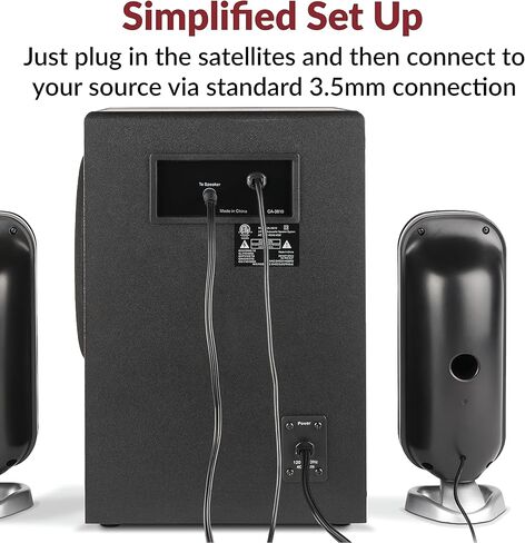 Cyber ​​Acoustics CA-3610 2.1 نظام مكبر صوت متعدد الوسائط مع مضخم صوت، مكبرات صوت مثالية للكمبيوتر الشخصي أو ماك، رائعة للموسيقى والأفلام والألعاب in Kuwait